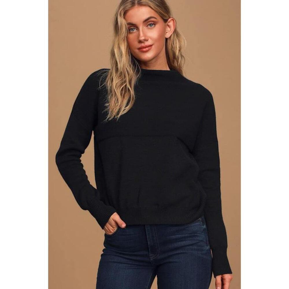 Lulus Get With It Black Mock Neck Knit Sweater - Size XS